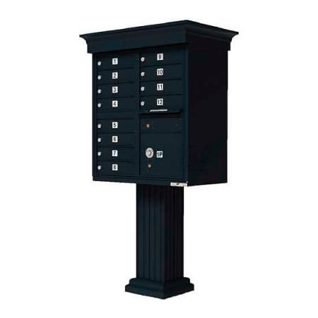 Florence Mfg Co Vital Cluster Box Unit w/Vogue Classic Accessories, 12 Unit & 1 Parcel Locker, Black 1570-12VBK